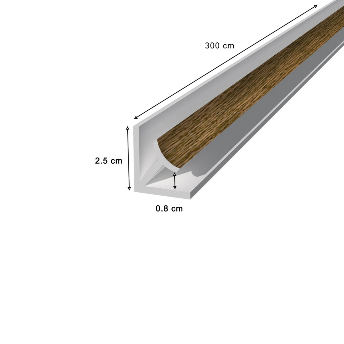 Perfil PVC esquina interior castaño 300 cm para panel alveorlar aplicación muro cielo - Imagen 2